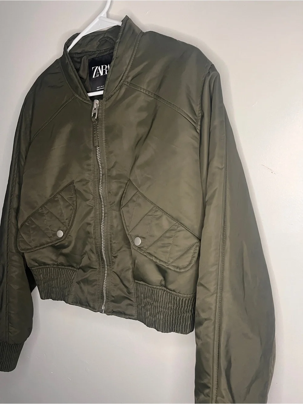 Zara Cropped Bomber Jacket NWOT SIZE S - Picture 4 of 10